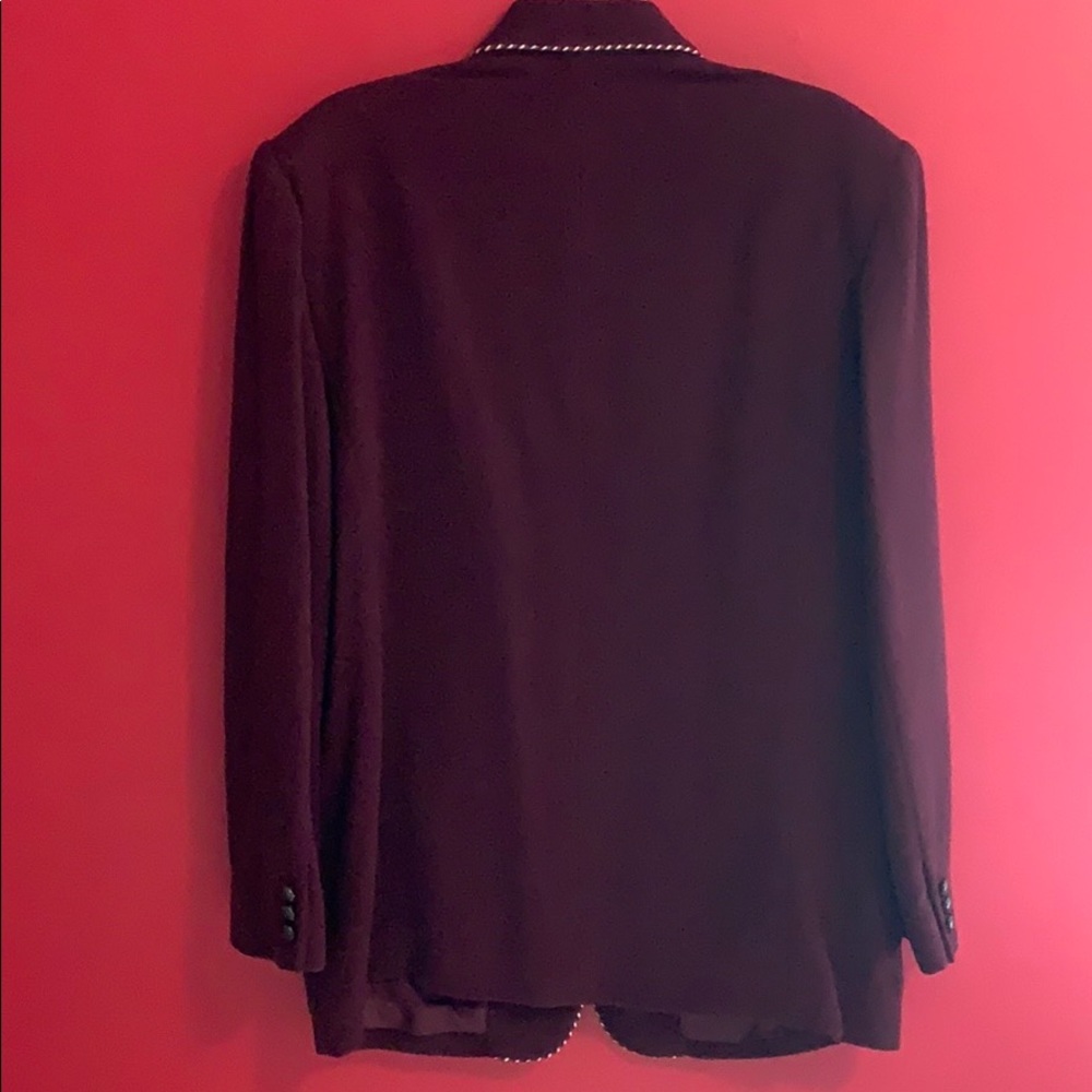 DKNY Vintage Maroon Wool Blend Long Blazer Size 14 - Picture 6 of 13